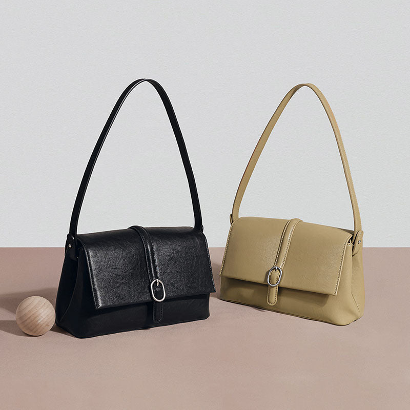 Women’s Minimalist Genuine Leather Magnetic Closure Shoulder Bag image 5
