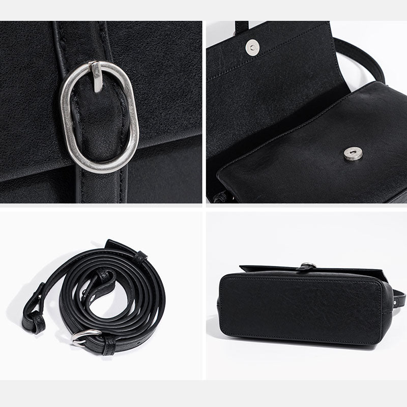 Women’s Minimalist Genuine Leather Magnetic Closure Shoulder Bag image 2