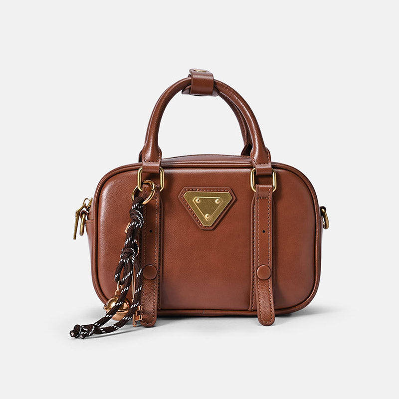 Women’s Minimalist Genuine Leather Pillow-Shaped Top Handle Bag image