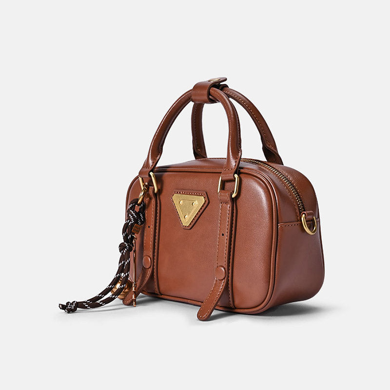 Women’s Minimalist Genuine Leather Pillow-Shaped Top Handle Bag image 2