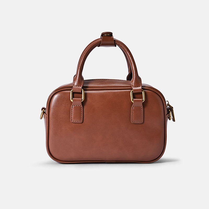 Women’s Minimalist Genuine Leather Pillow-Shaped Top Handle Bag image 3