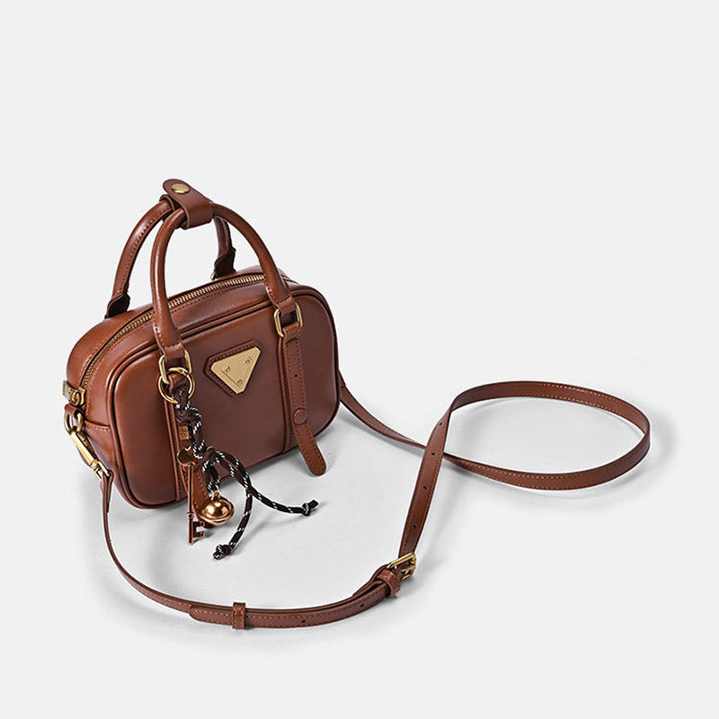 Women’s Minimalist Genuine Leather Pillow-Shaped Top Handle Bag image 4