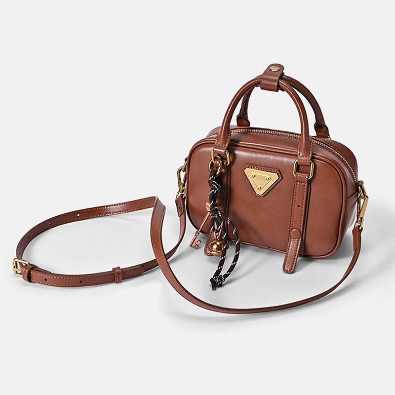 Women’s Minimalist Genuine Leather Pillow-Shaped Top Handle Bag image 5