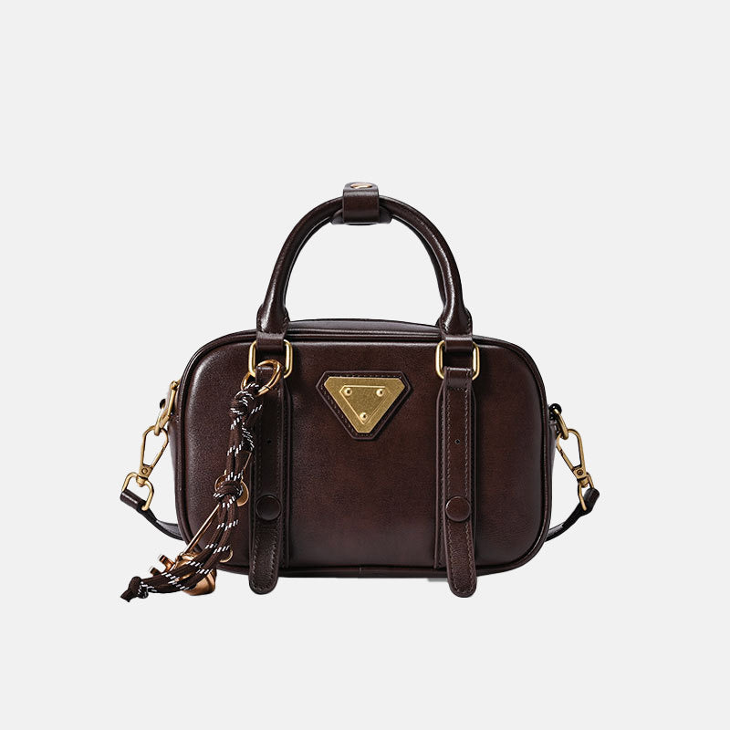 Women’s Minimalist Genuine Leather Pillow-Shaped Top Handle Bag image 6