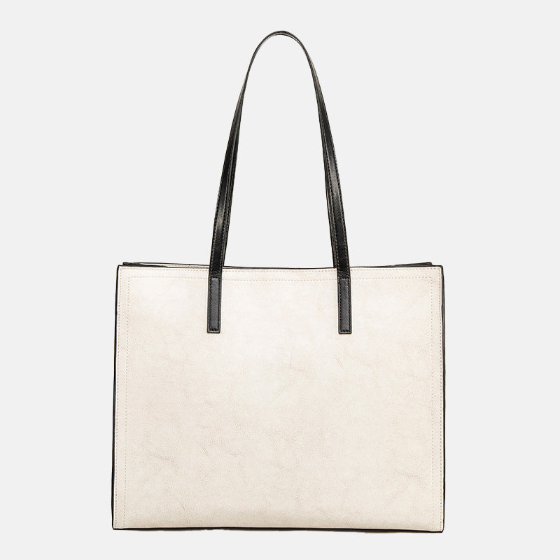 Women’s Minimalist  Genuine Leather Plain Tote Bag image 6