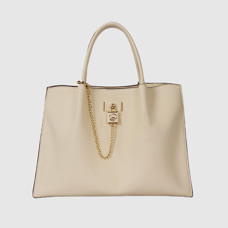 Women’s Minimalist Genuine Leather Tote Bag With Lock Charm image 4