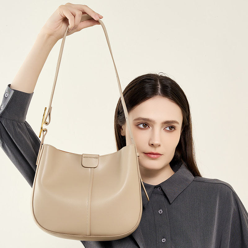 Women’s Minimalist Genuine Leather Wide-Strap Shoulder Bag image 2