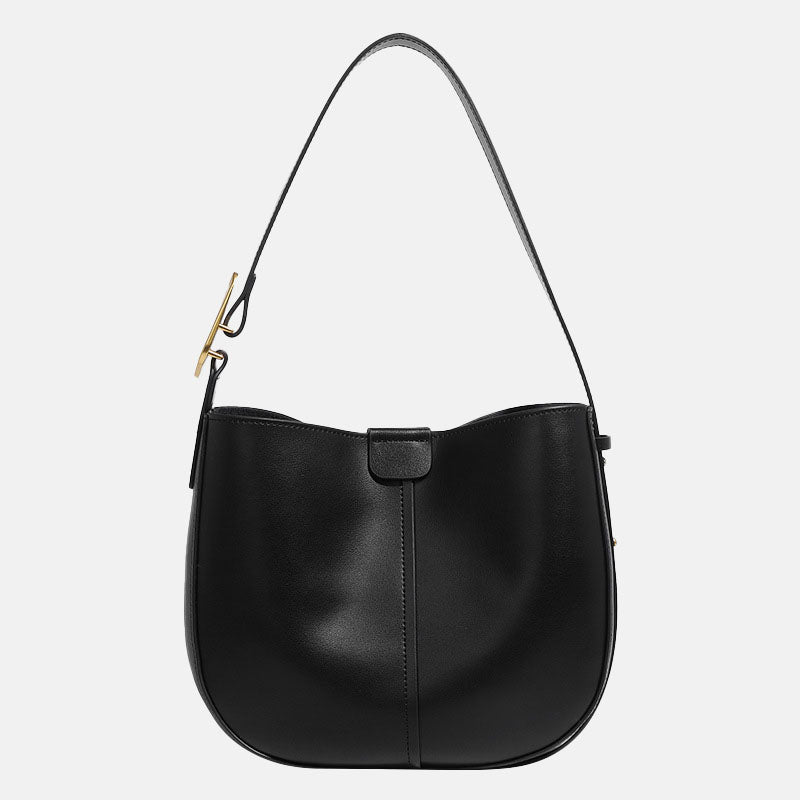 Women’s Minimalist Genuine Leather Wide-Strap Shoulder Bag image 7