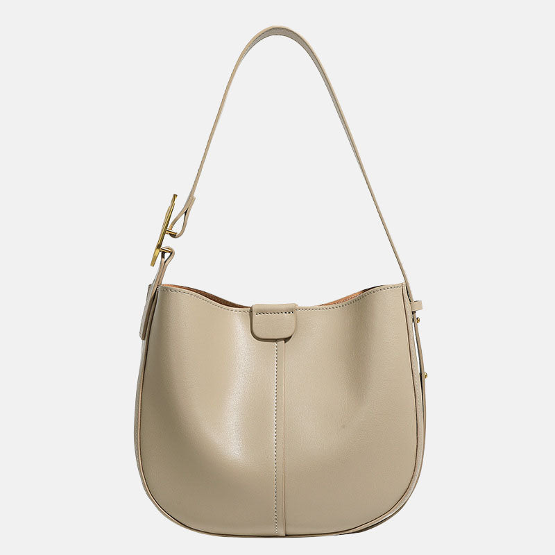 Women’s Minimalist Genuine Leather Wide-Strap Shoulder Bag image