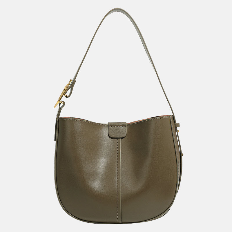 Women’s Minimalist Genuine Leather Wide-Strap Shoulder Bag image 5