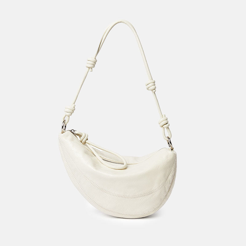 Women’s Minimalist Genuine Leather Zipper Pea-Shaped Crossbody Shoulder Bag image 4