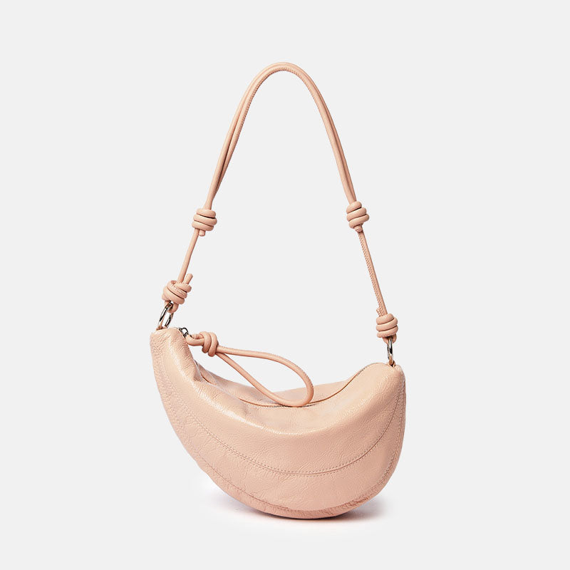 Women’s Minimalist Genuine Leather Zipper Pea-Shaped Crossbody Shoulder Bag image 5
