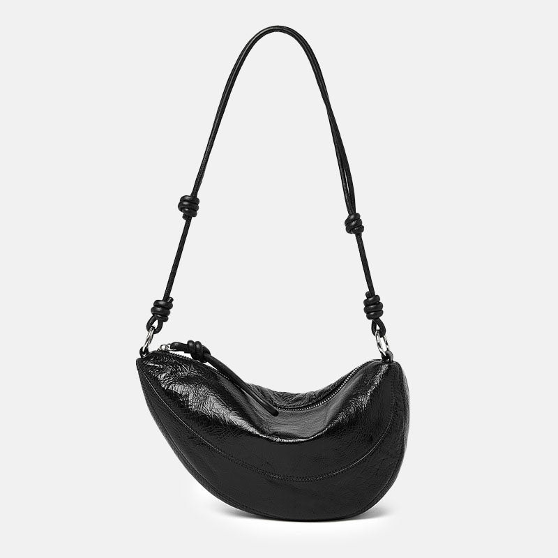 Women’s Minimalist Genuine Leather Zipper Pea-Shaped Crossbody Shoulder Bag image 6