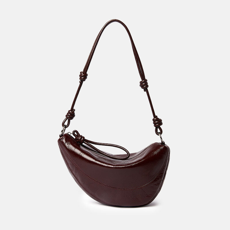 Women’s Minimalist Genuine Leather Zipper Pea-Shaped Crossbody Shoulder Bag image 7