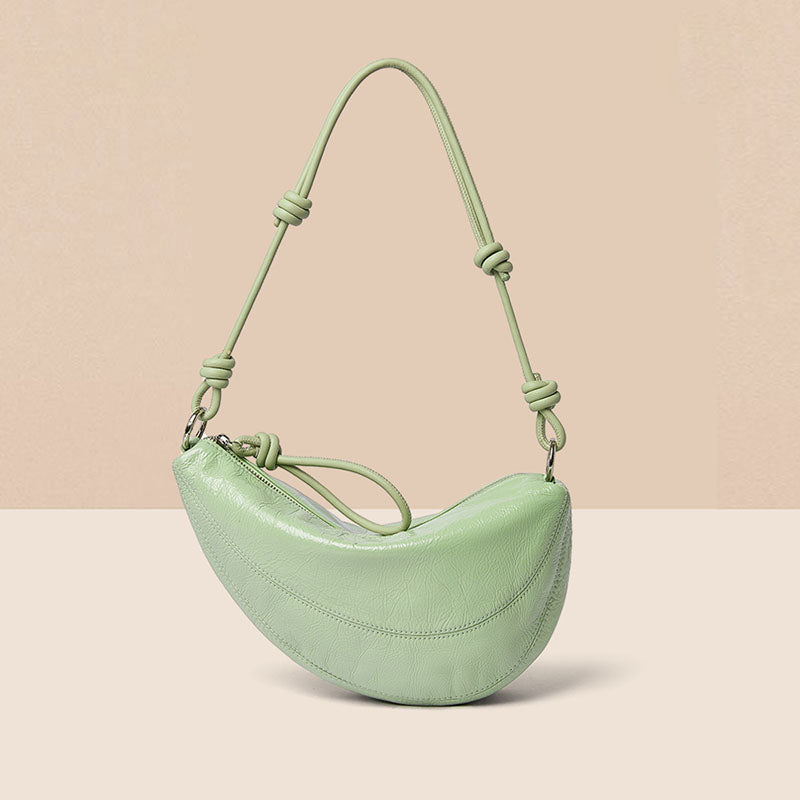 Women’s Minimalist Genuine Leather Zipper Pea-Shaped Crossbody Shoulder Bag image 2