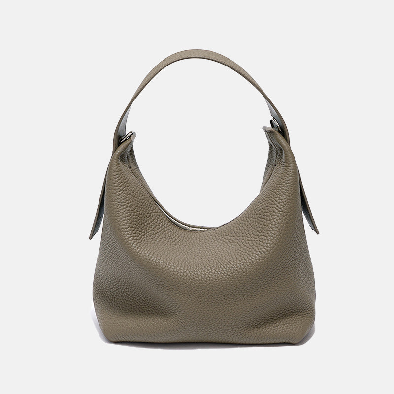 Women’s Minimalist Leather Hobo Bag with Crossbody Strap image 7