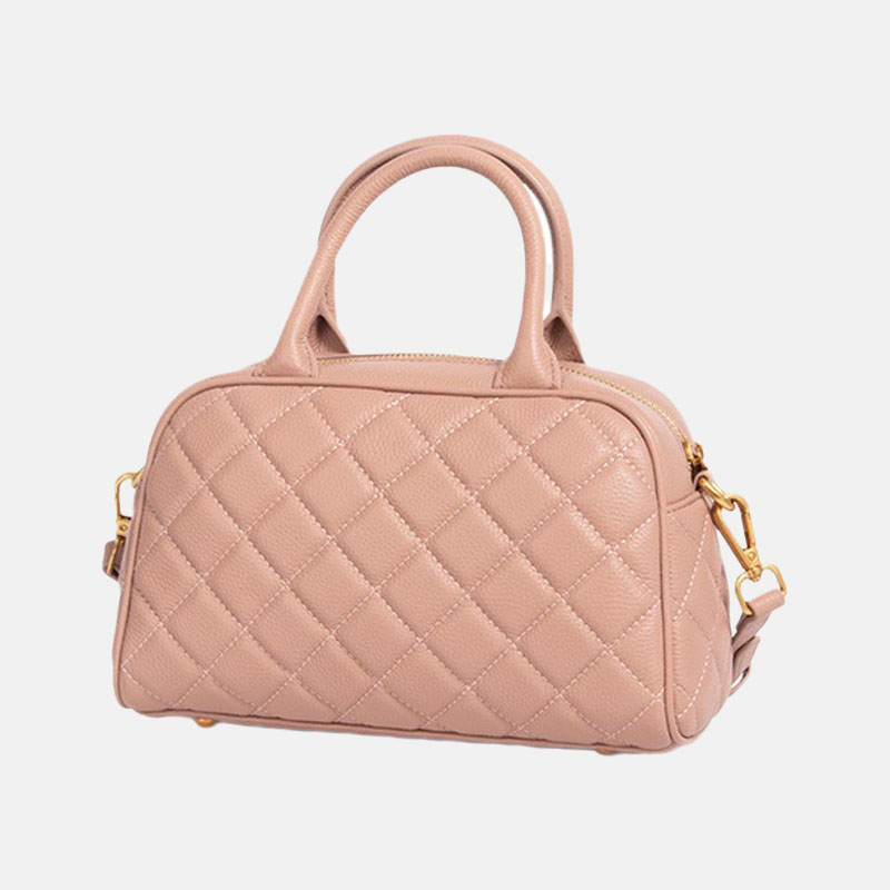 Women’s Minimalist Leather Quilted Crossbody Boston Handbag image 6
