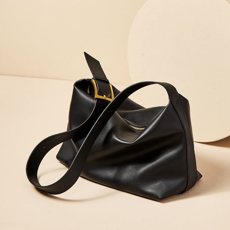 Women’s Minimalist Leather Zip-Top Hobo Shoulder Bag image 6