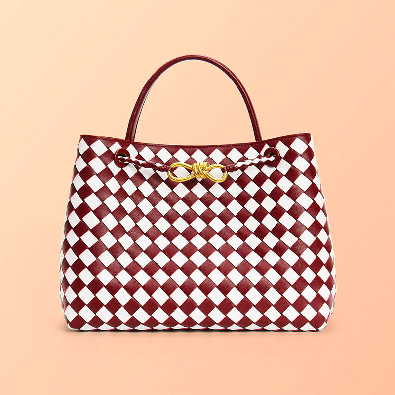 Women’s Minimalist Quilted Genuine Leather Rope Buckle Crossbody Tote Bag image 2