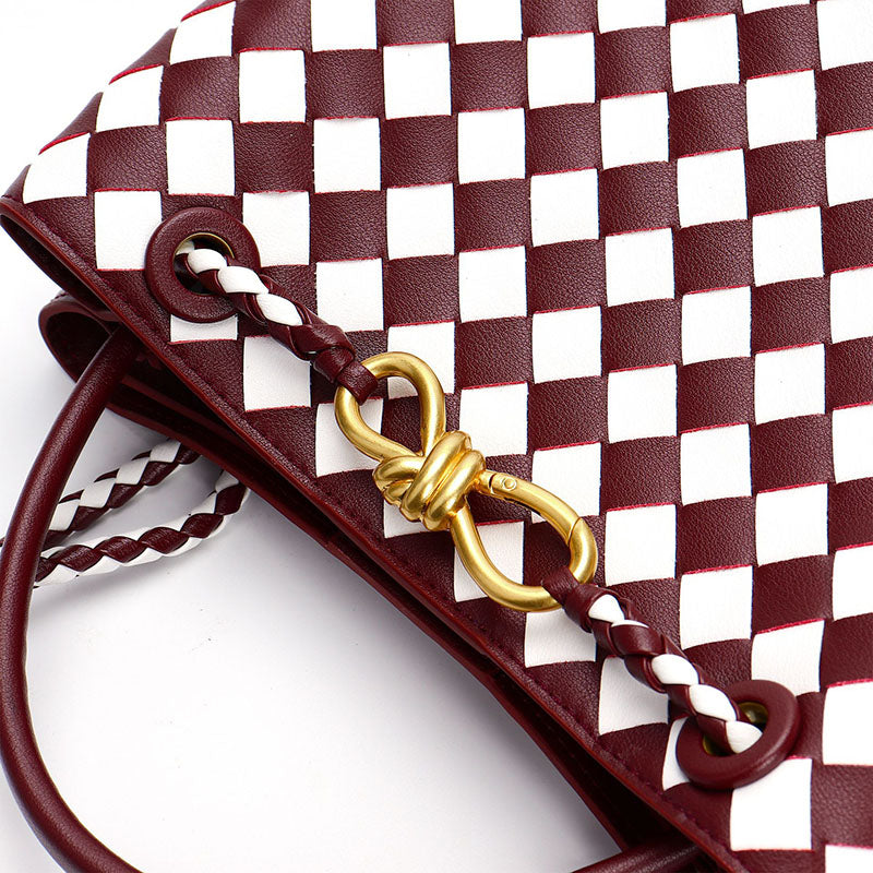 Women’s Minimalist Quilted Genuine Leather Rope Buckle Crossbody Tote Bag image 5