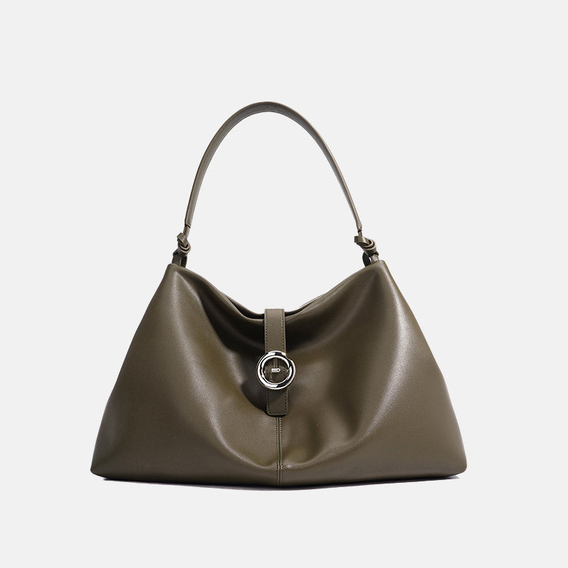 Women’s Minimalist Split Leather Hobo Shoulder Bag In Silver Hardware image 6