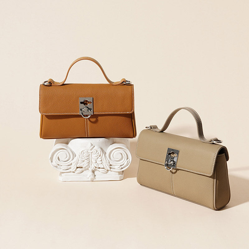 Women’s Minimalist Top Grain Leather Crossbody Shoulder Handbag In Silver Hardware image 8