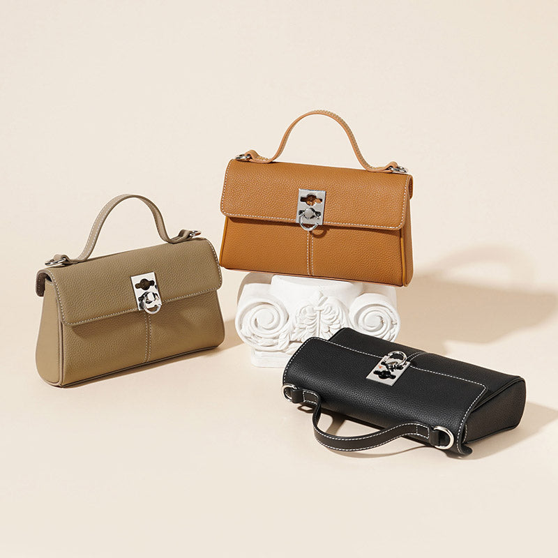Women’s Minimalist Top Grain Leather Crossbody Shoulder Handbag In Silver Hardware image 9