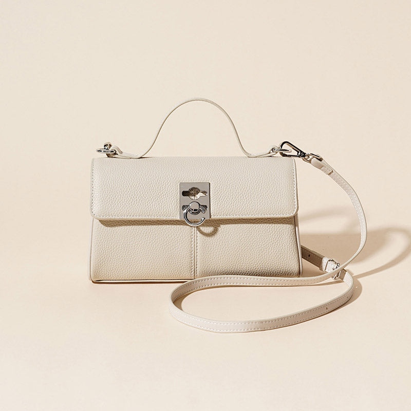 Women’s Minimalist Top Grain Leather Crossbody Shoulder Handbag In Silver Hardware image 2