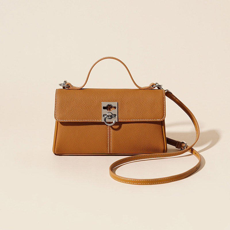 Women’s Minimalist Top Grain Leather Crossbody Shoulder Handbag In Silver Hardware image 3