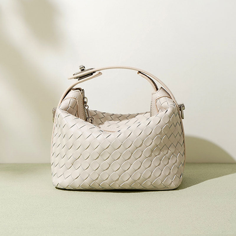 Women’s Minimalist Woven Genuine Leather Crossbody Handbag image 2