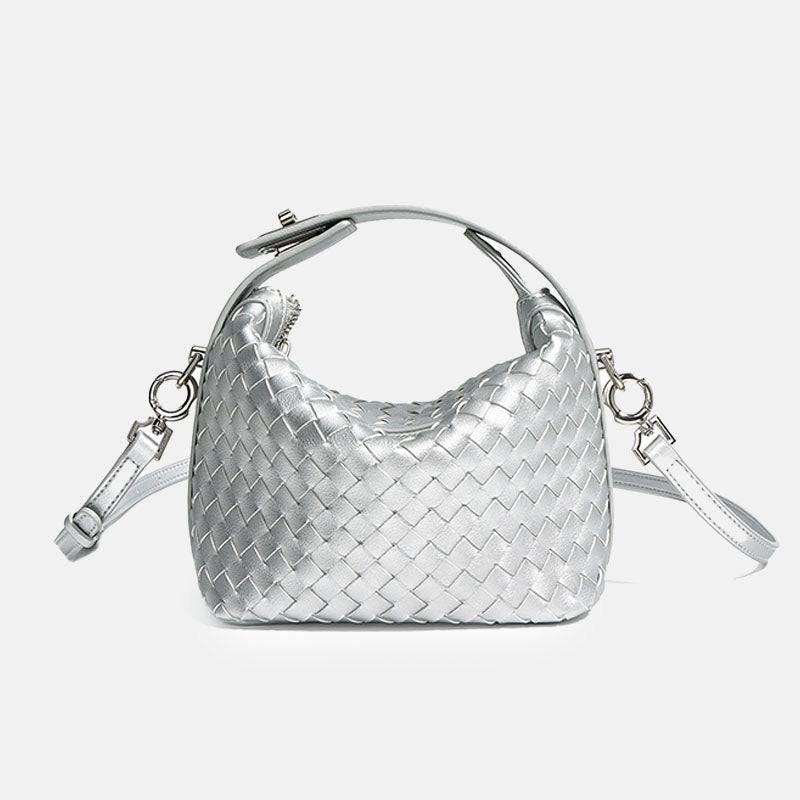 Women’s Minimalist Woven Genuine Leather Crossbody Handbag image 7