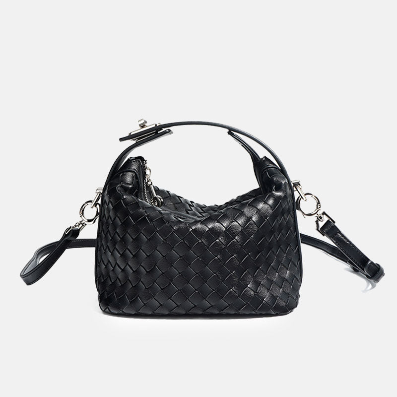 Women’s Minimalist Woven Genuine Leather Crossbody Handbag image 8