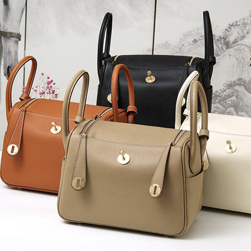Women’s Minimalist Zipper Buckle Crossbody Shoulder Handbag in Genuine Leather image 5