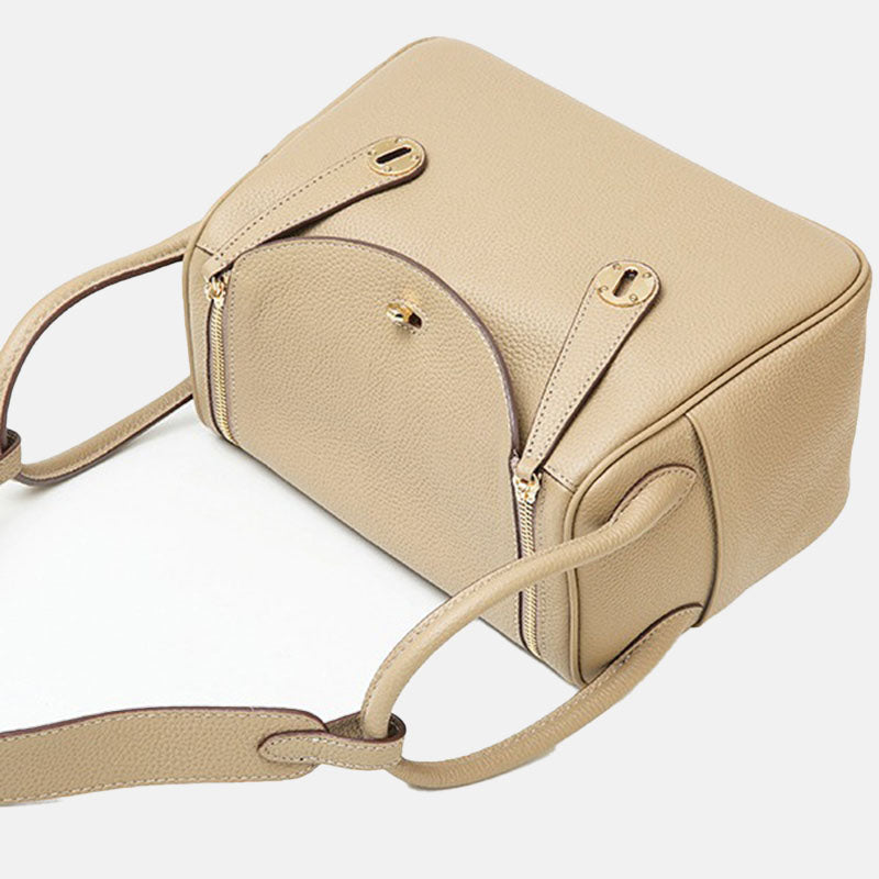 Women’s Minimalist Zipper Buckle Crossbody Shoulder Handbag in Genuine Leather image 4