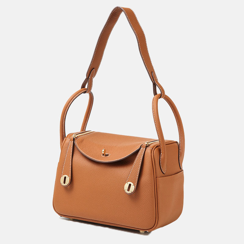 Women’s Minimalist Zipper Buckle Crossbody Shoulder Handbag in Genuine Leather image 6