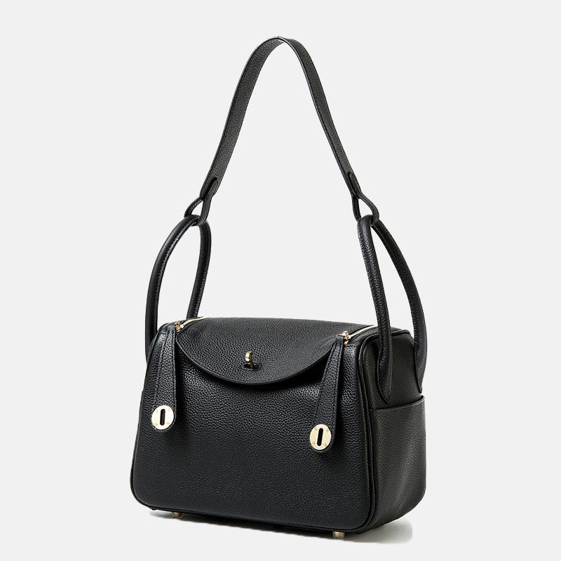 Women’s Minimalist Zipper Buckle Crossbody Shoulder Handbag in Genuine Leather image 8