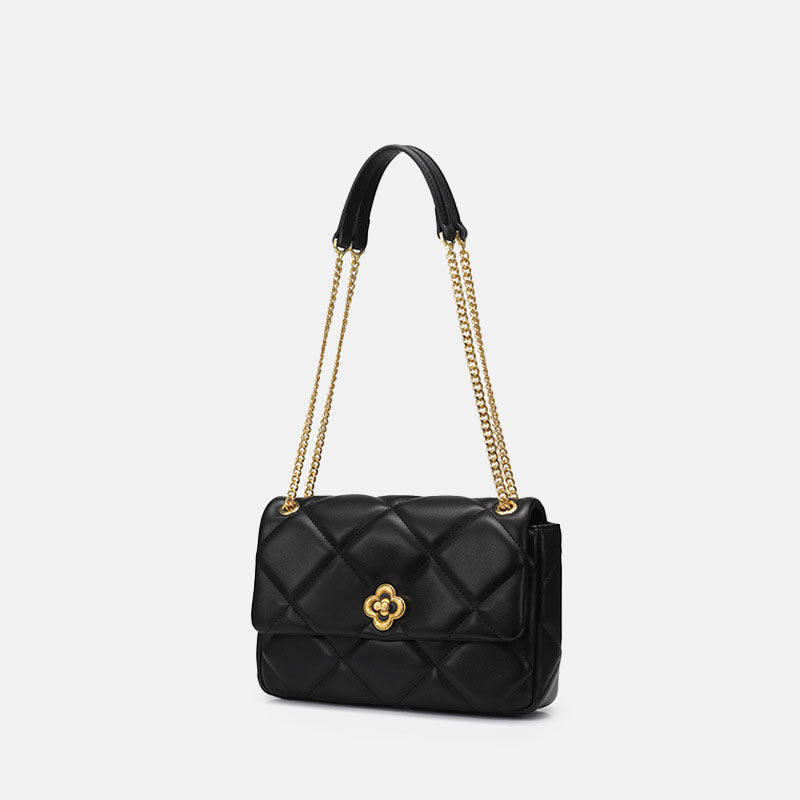 Women’s PU Material Carved Buckle Quilted Crossbody Shoulder Chain Bag image 5