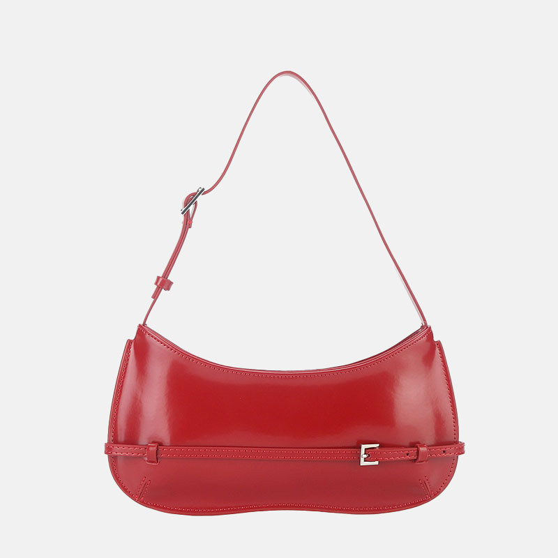 Women’s Patent Genuine Leather Crossbody Shoulder Baguette Bag In Vintage image