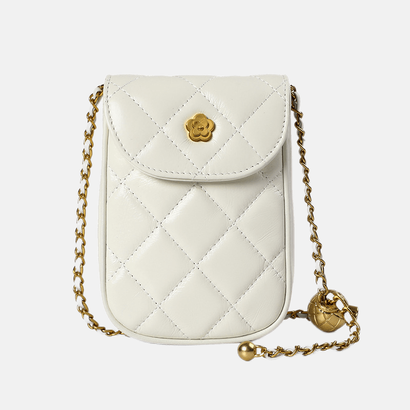 Women’s Quilted Chains Crossbody Phone Purse in Genuine Leather image 5