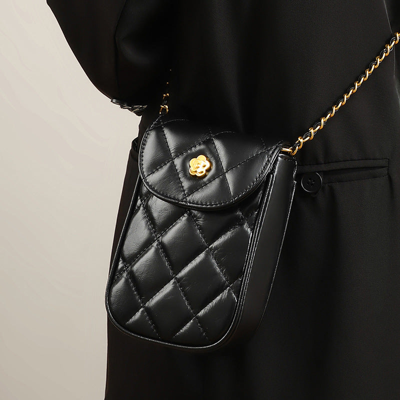 Women’s Quilted Chains Crossbody Phone Purse in Genuine Leather image 2