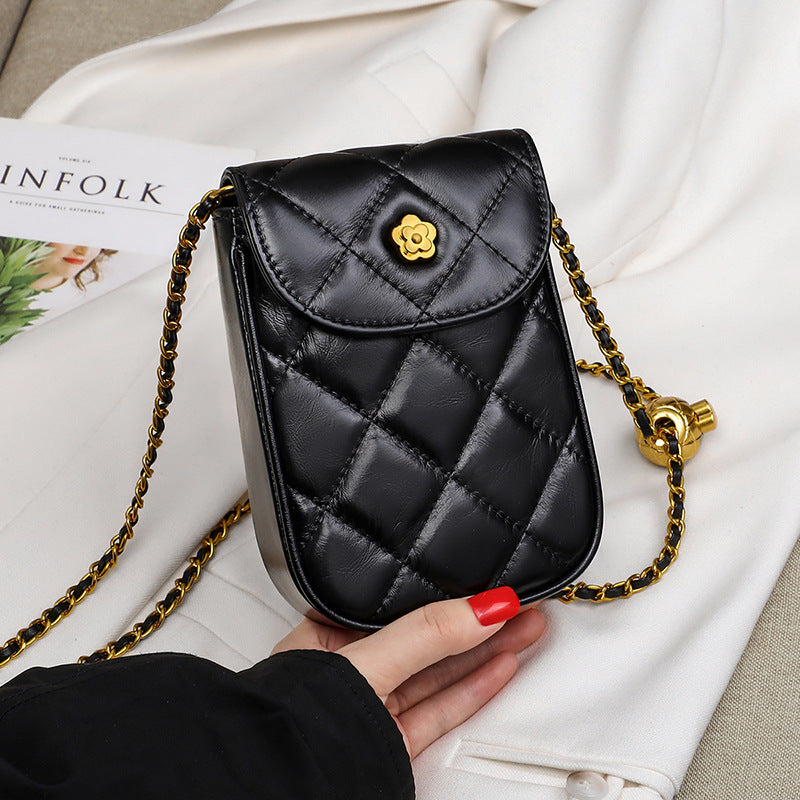 Women’s Quilted Chains Crossbody Phone Purse in Genuine Leather image 4