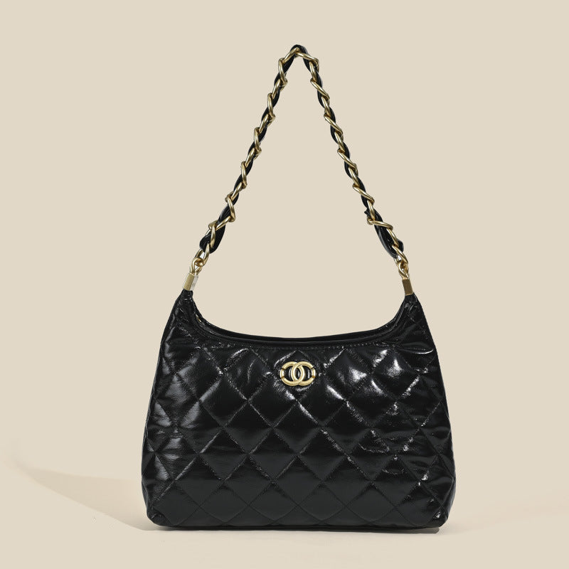 Women’s Quilted Genuine Leather Chain Tote Bag image 2
