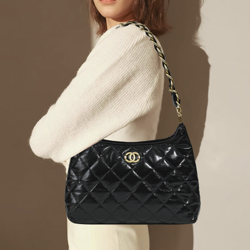 Women’s Quilted Genuine Leather Chain Tote Bag image 3