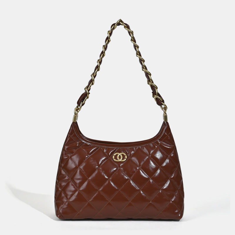 Women’s Quilted Genuine Leather Chain Tote Bag image 5