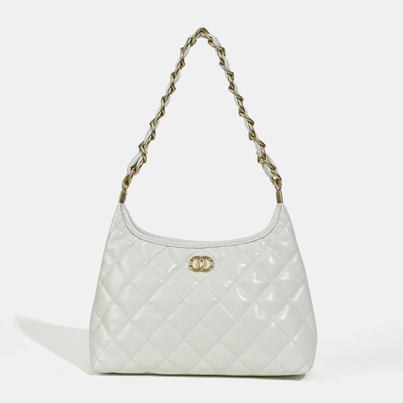 Women’s Quilted Genuine Leather Chain Tote Bag image 6