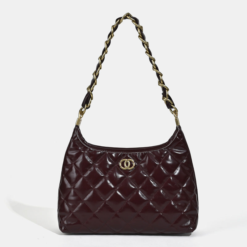 Women’s Quilted Genuine Leather Chain Tote Bag image 7