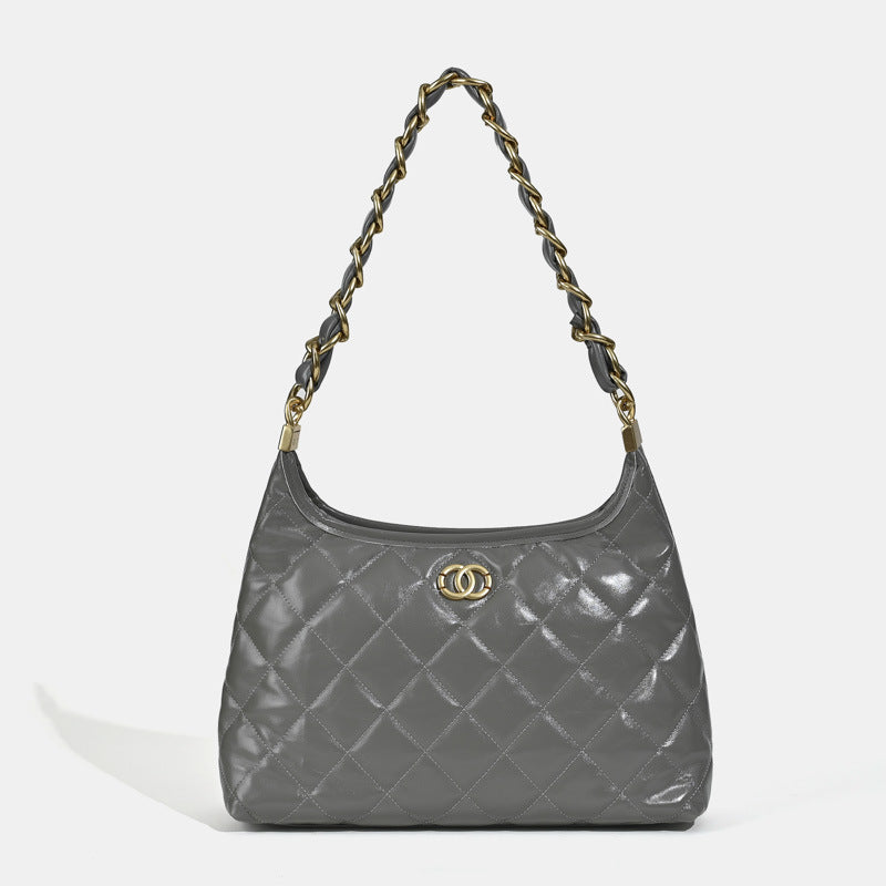 Women’s Quilted Genuine Leather Chain Tote Bag image 8