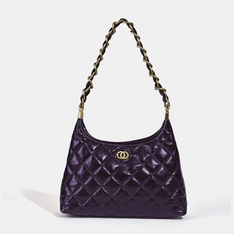 Women’s Quilted Genuine Leather Chain Tote Bag image 9