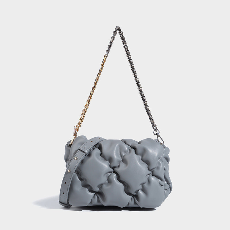 Women’s Quilted Pineapple Chains Shoulder Bags in Vegan Leather image 14