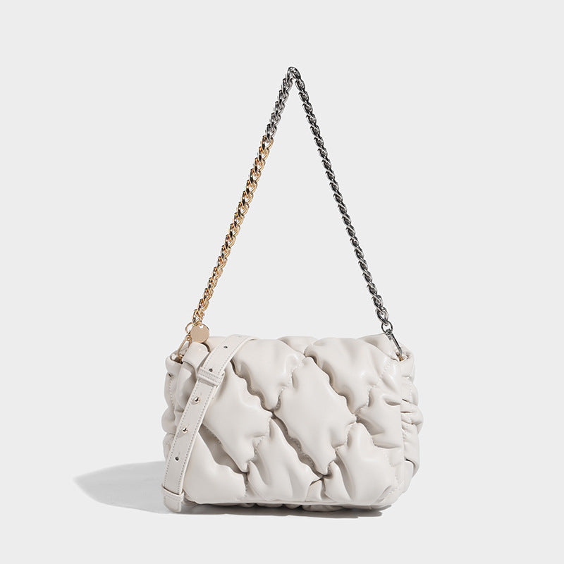 Women’s Quilted Pineapple Chains Shoulder Bags in Vegan Leather image 13